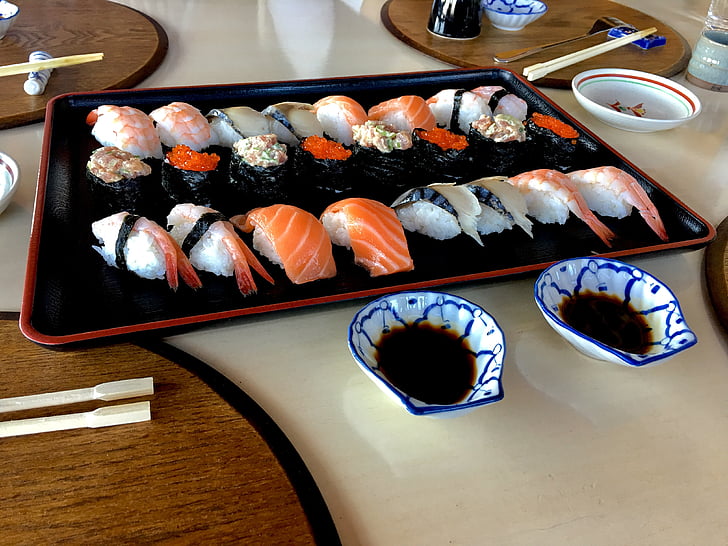 sushi, food, japan, seafood, gourmet, meal, restaurant