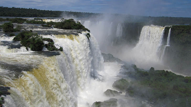 iguazú waterfalls, waterfall, water wall, iguazu, water, river, roar