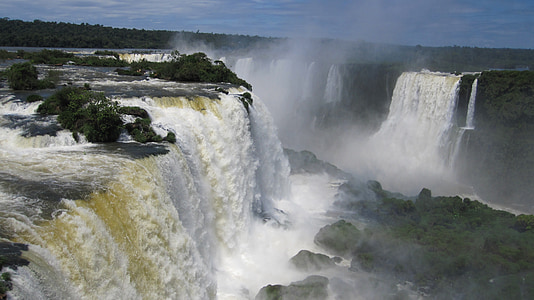 Iguazú vattenfall, vattenfall, bevattna väggen, Iguazu, vatten, floden, Roar