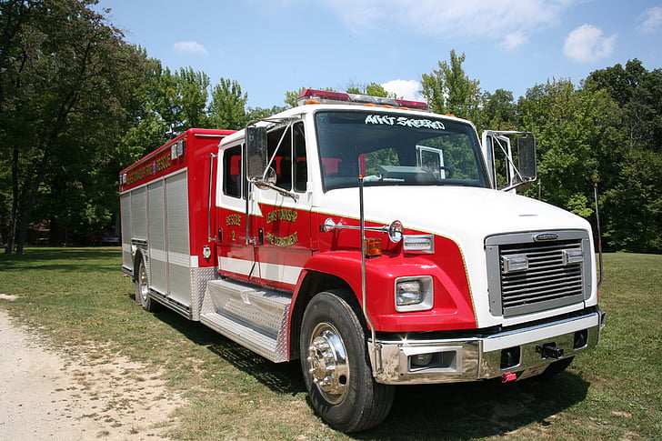 eld, lastbil, röd, fordon, nödsituationer, Rescue, brandman