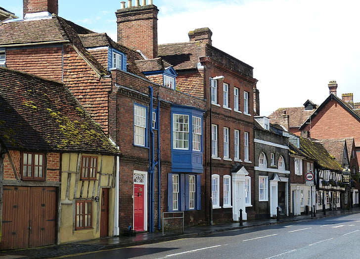 Salisbury, England, Storbritannia, historisk, gamlebyen, bygge, fasade