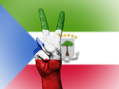 Ekvatorialguinea, fred, hand, nation, bakgrund, banner, färger