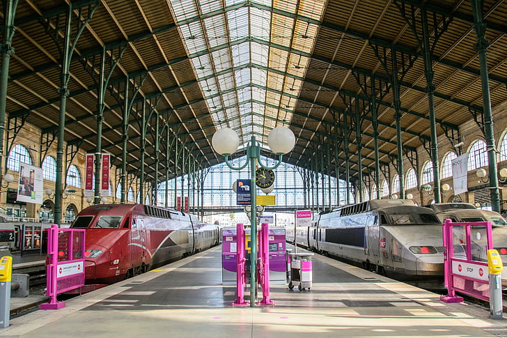 Párizs, Franciaország, pályaudvar, a vonat, vonatok, Gare du nord