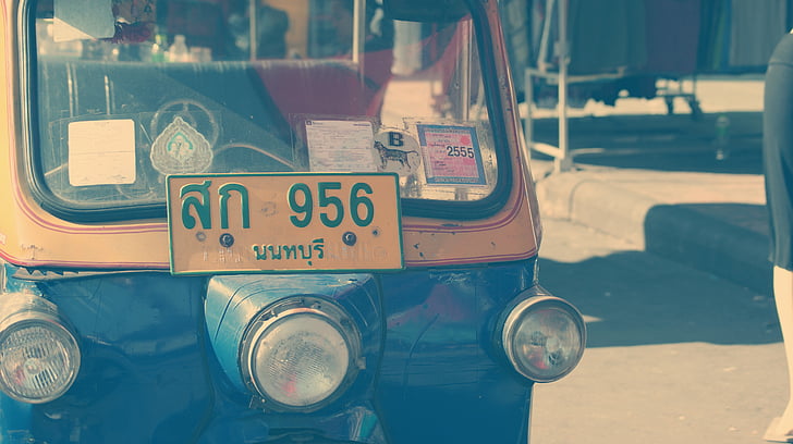 tuk tuk, Thaiföld, taxi, vezetőfülke, autó, kis, jármű