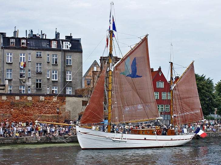 con tàu, vận chuyển, Gdańsk, con tàu, du thuyền, thuyền buồm, những cánh buồm