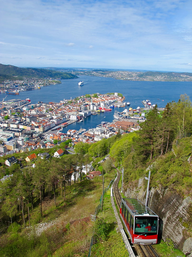 sikló, fjord, Norvégia, Port