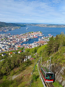 funicular, Fiorde, Noruega, Porto