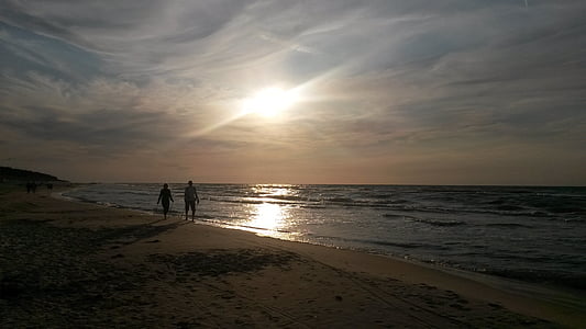sea, beach, sun, sunset, sky, summer, holiday