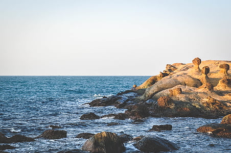 kivet, lähellä kohdetta:, kehon, vesi, päivällä, Ocean, Rocks