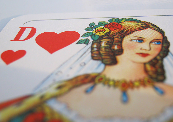 hjerte, Lady, spillekort