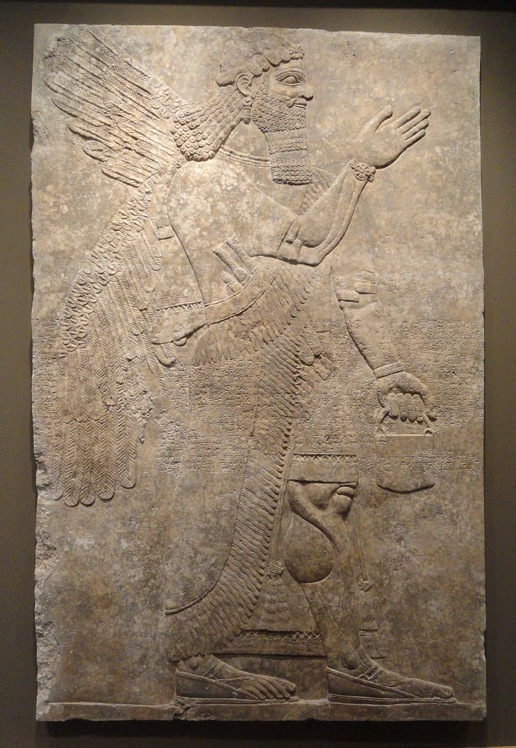 Assyriska, lättnad, Ashurnasirpal, Palace, museet, antika, gamla