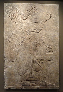 asyrské, reliéf, Aššurnasirpal, palác, Muzeum, starověké, staré