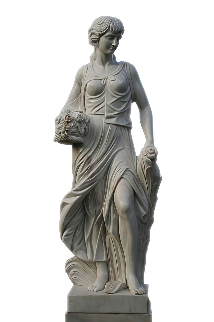Žena, Roman, socha, izolované pozadí, detaily, výřez, sochařství