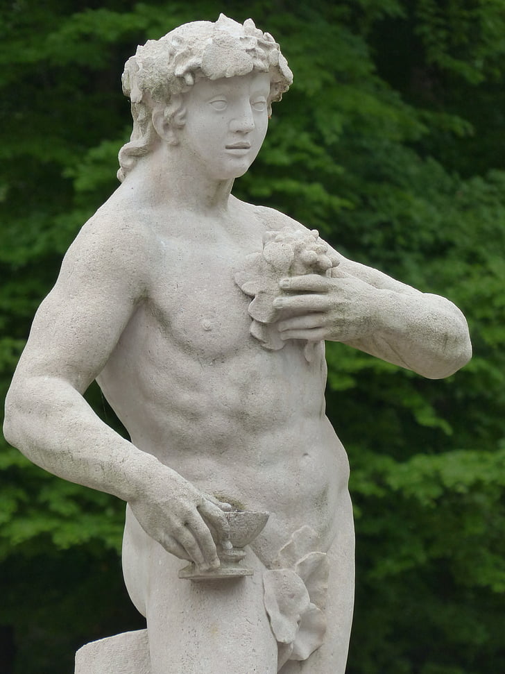 figura de piedra, hombre, humano, estatua de, jardín, Hellbrunn, jardín manierista