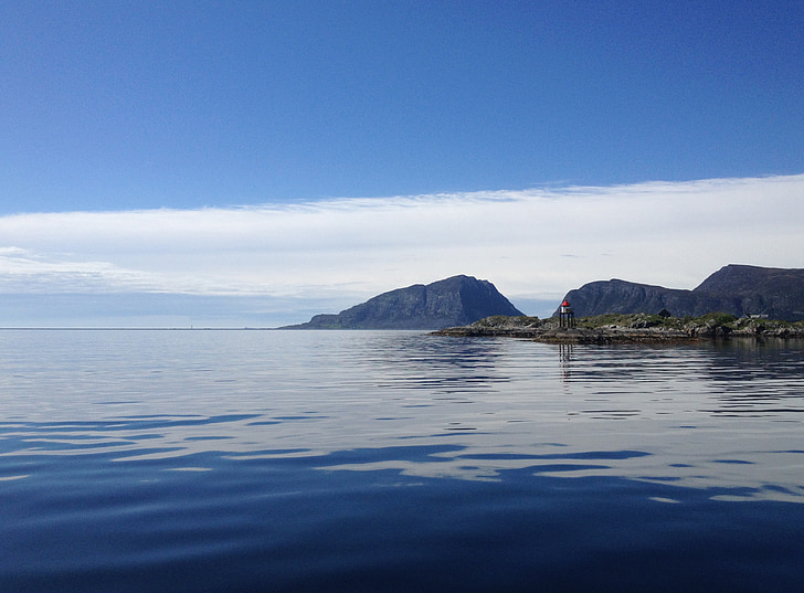 το καλοκαίρι, στη θάλασσα, Φανάρι Φάρος, herøyfjorden, Νορβηγία