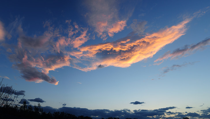 Panorama, hemel, wolk, zonsondergang, avond, Oranje, mooie