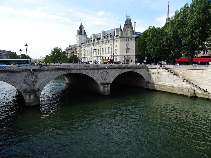 Párizs, Seine, folyó, híd, víz, Franciaország, város