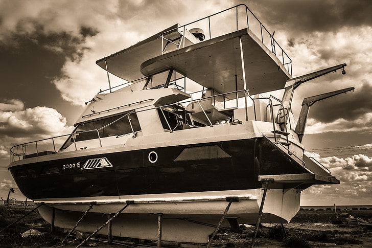 boat, vessel, grounded, yacht, marine, repairs, winter