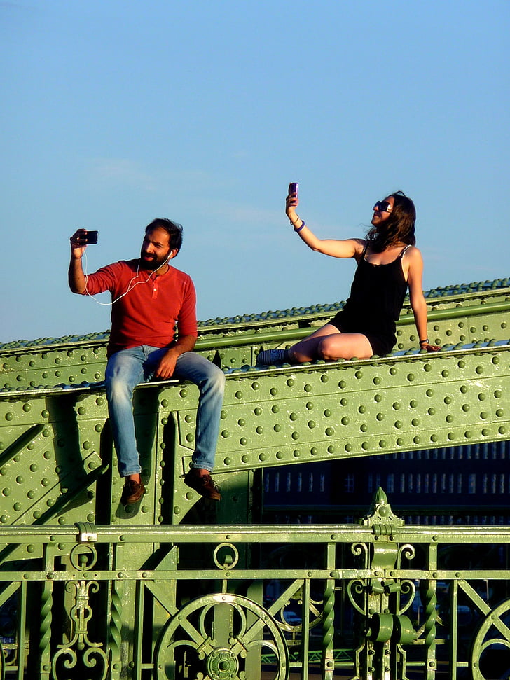 Bridge, sollys, koselig, himmelen, selfie, fotografi, dag s