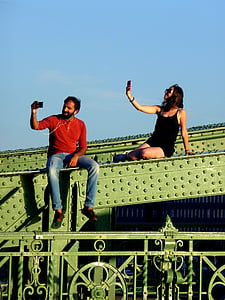 Bridge, sollys, hyggeligt, Sky, selfie, fotografering, dag s
