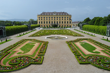 Bécs, Castle, Ausztria, Schönbrunn, Park, virágok, építészet