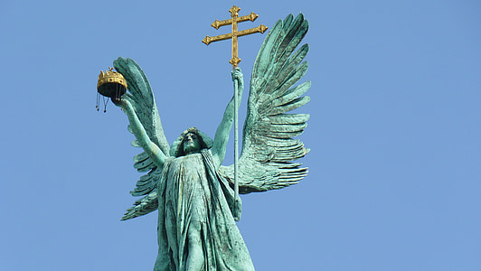 Budapest, Hősök tere, arkangyal, szobor, kereszténység, vallás, szobrászat
