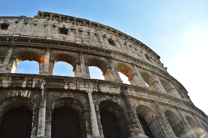Roma, Coliseo, arquitectura, edificio, történetelm, cielo, luces