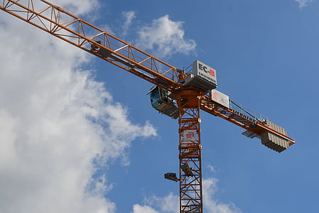 keran, Crane, udara, awan, konstruksi, sektor konstruksi, industri konstruksi