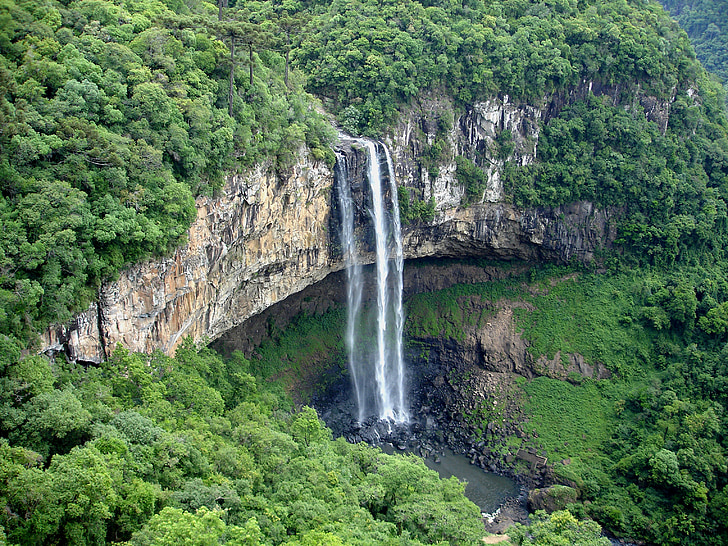 caracol, waterfall, brazil, rio grande do sul, nature, rainforest, water