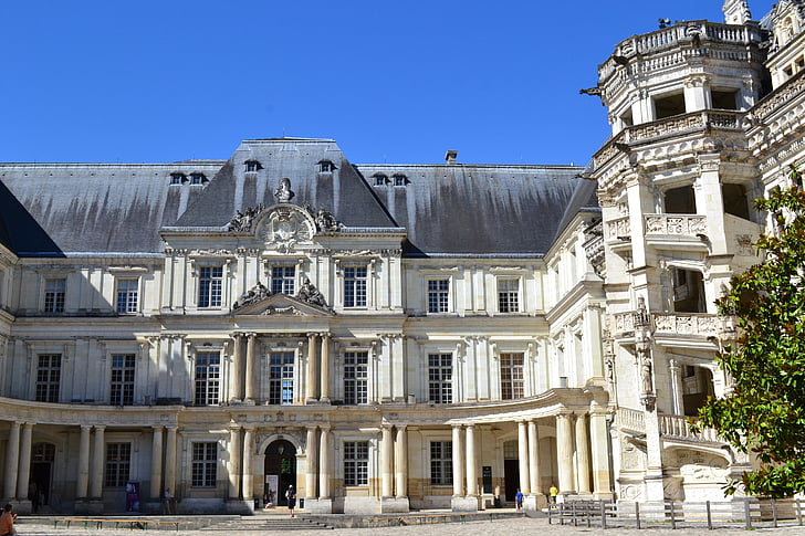 a Château de blois, a Château gaston, Orléans-i, Blois, Castle, Bíróság, lépcső, pala tető