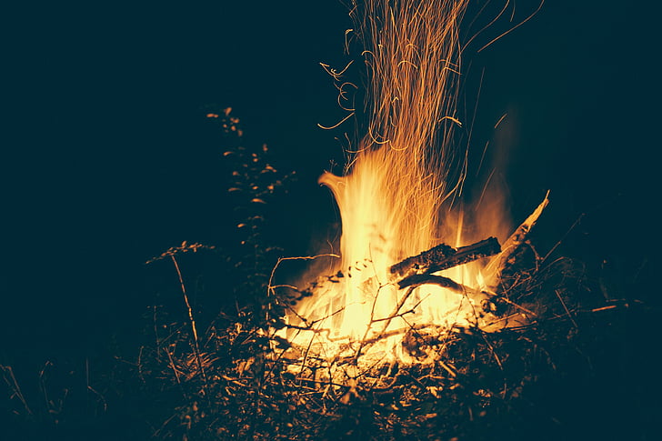 Blaze, fogueira, queimadura, fogueira, escuro, fogo, Flames