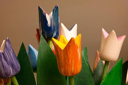 tulips, wood, wooden tulips, colorful, deco, decoration, color