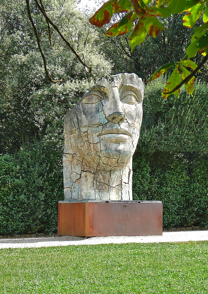 huvud, Stenskulptur, staty, Figur