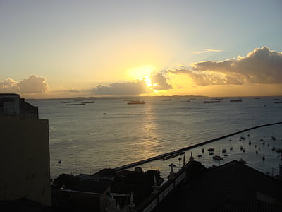 Comercio, Isla, São fort marcelo, puesta de sol, mar, al atardecer