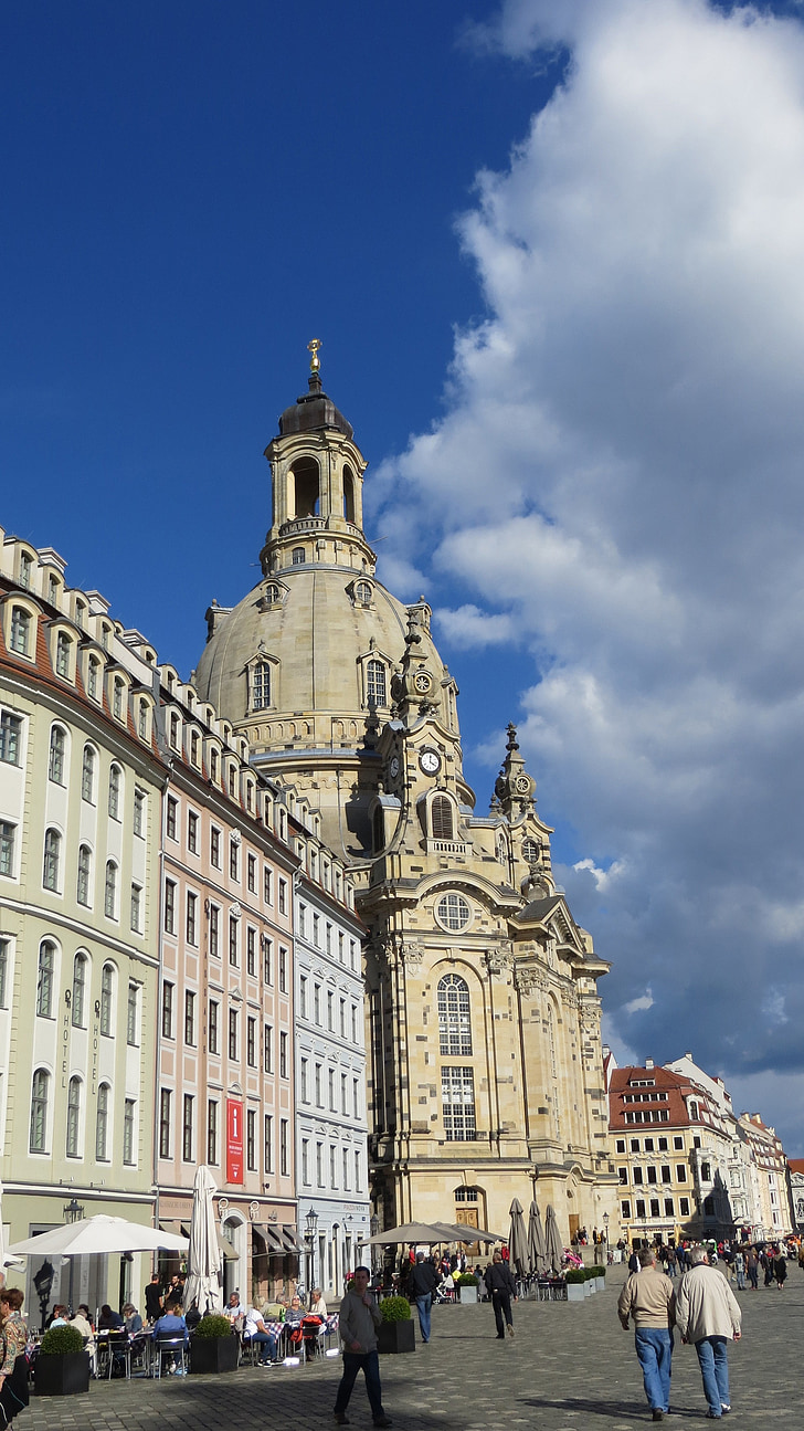dresden, frauenkirche, marketplace, old town, building, church, architecture