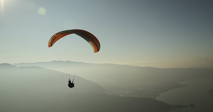 Paragliding, Menschen, Abenteuer, Berg, im freien, Highland, Himmel