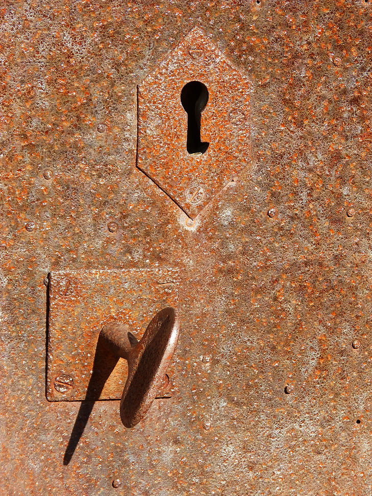 pintu, besi, berkarat, kunci