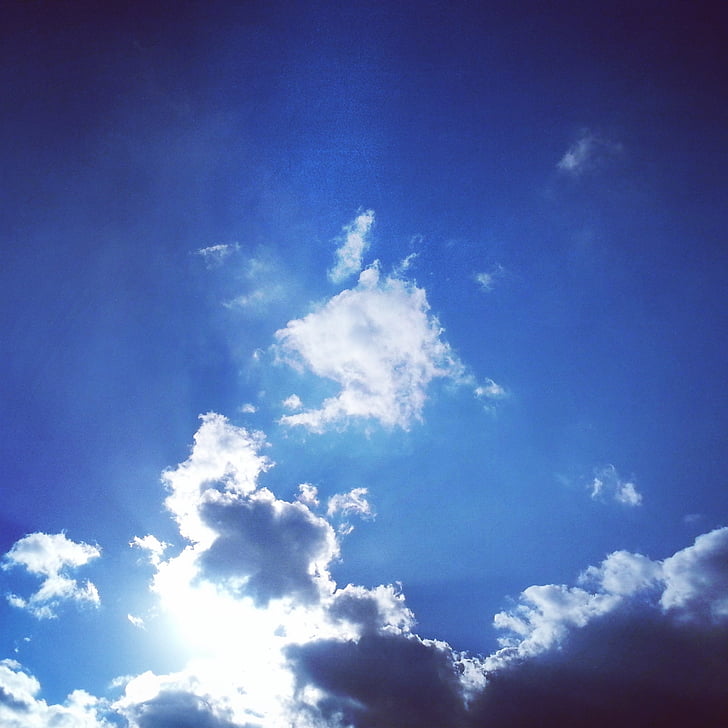sky, cloud, blue, sunshine, nature, weather, outdoors