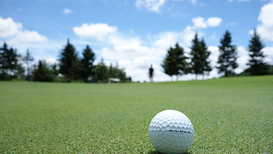 teren, lopta, zelena, teren za golf, sportski, se fokusirati na prednji plan, trava