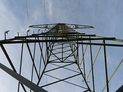 pylon, current, electricity, iron, tower, building, metal