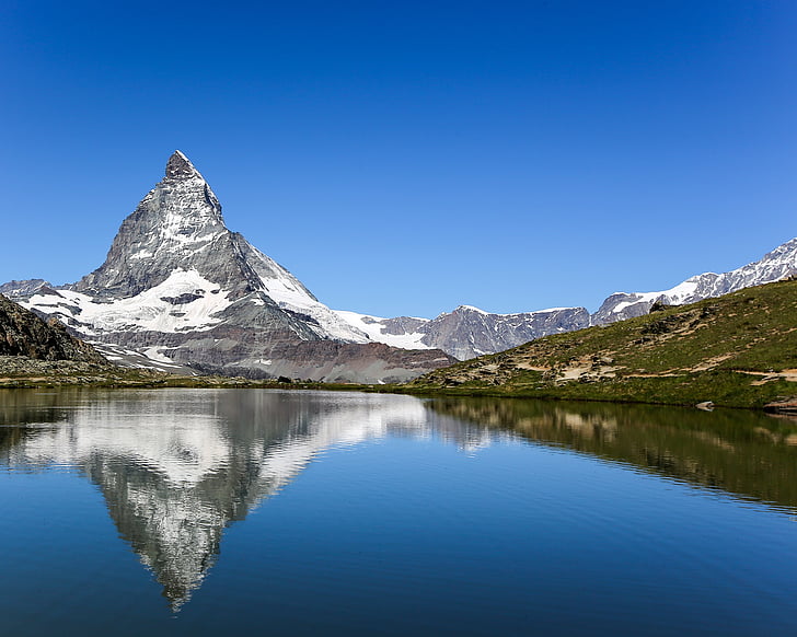 swiss, zermatt, horn, alps, mountain, scenery, lake