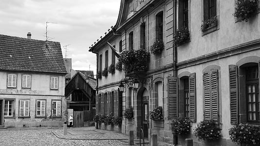 Frankrike, historiska hus, Alsace, byn