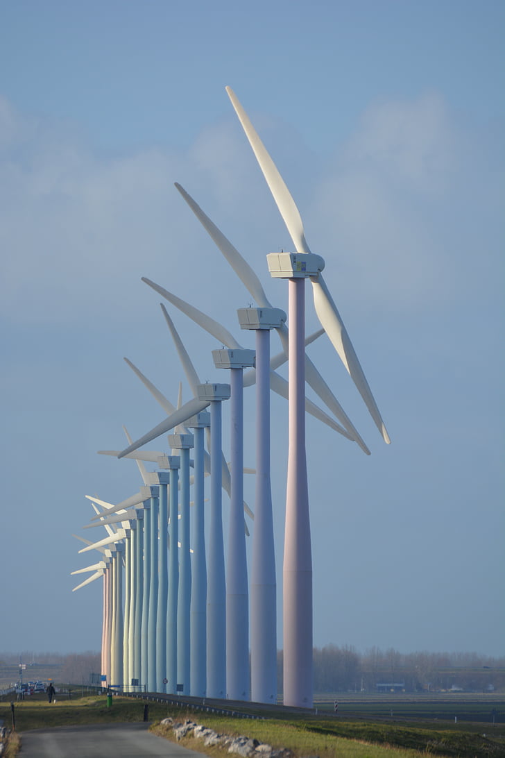 daba, vējdzirnavas, Nīderlande, vēja enerģija, skats, daktis, Zaļā enerģija