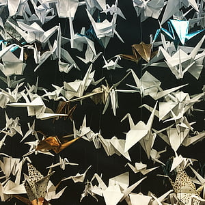 taikos kranai, Origami, popieriaus lankstymo, paukštis, kranas, perlenkta, popieriaus