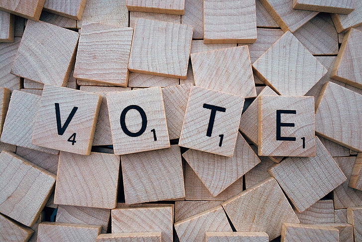 ψηφοφορία, λέξη, γράμματα, σκραμπλ, ξύλο - υλικό