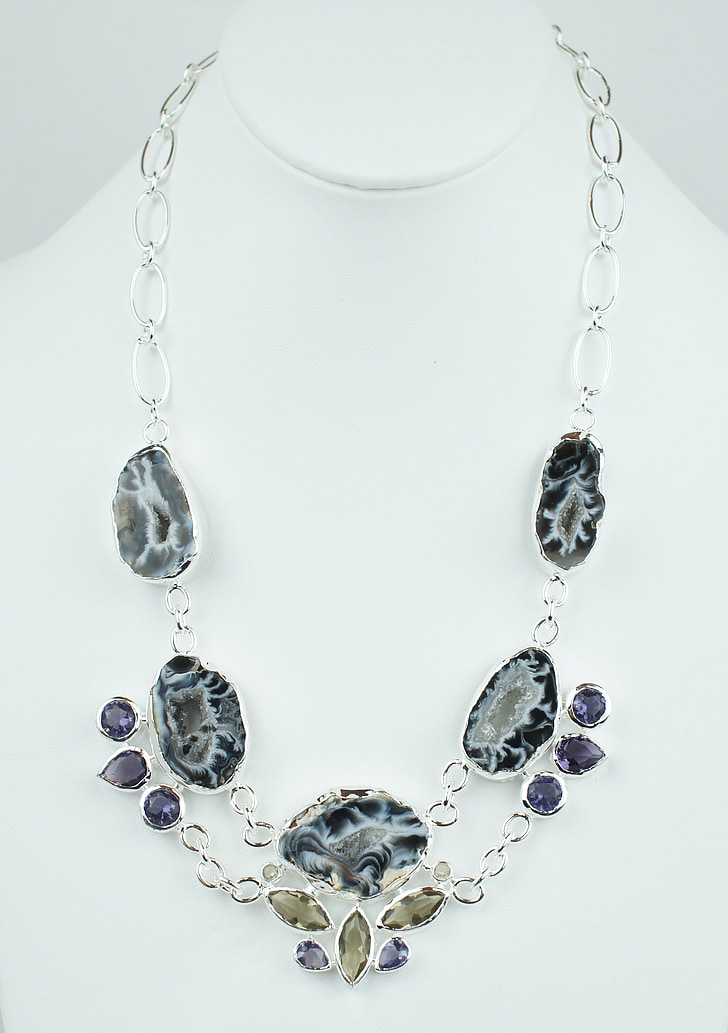 geode, drusy, stone, necklace, choker, silver, sterling