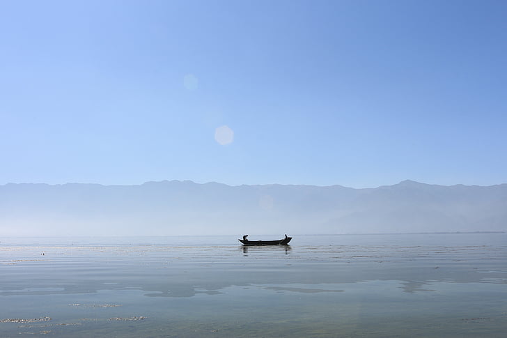 lugu lake, the scenery, boat, canoe, lake