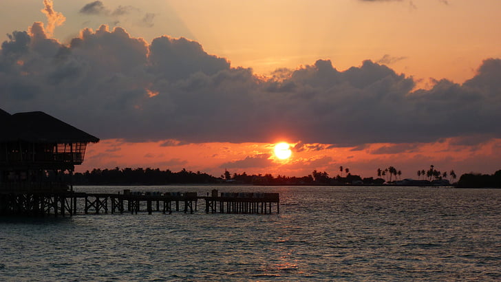 Μαλδίβες, ηλιοβασίλεμα, Εξαιρετικό 98%, Laamu