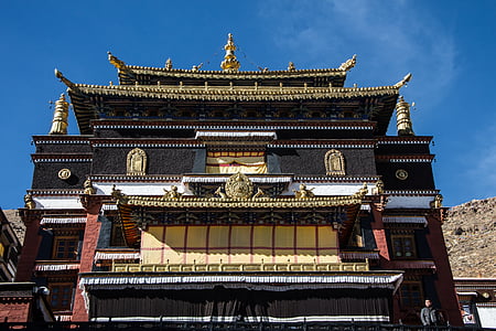 Monastère de, Tibet, Temple, tibétain, Chine, prier