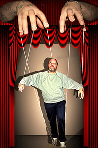 hands, man, stage, presentation, keep, puppet, puppeteer